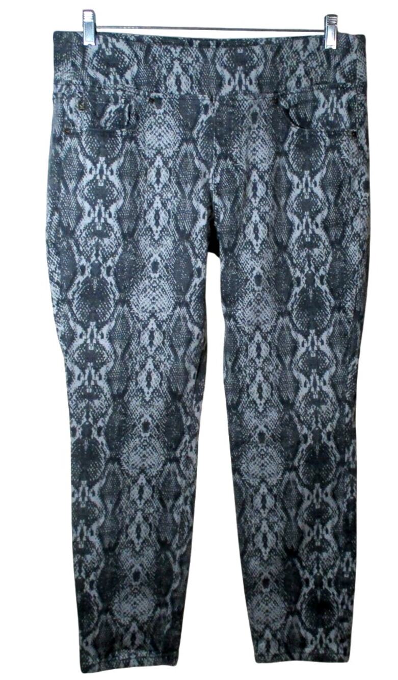 Belle Kim Gravel Women's Mid Rise Taper Leg Gray Stretch Pants Size 16